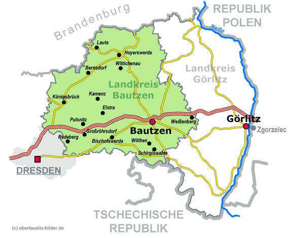 Lage Landkreis Bautzen im Freistaat Sachsen