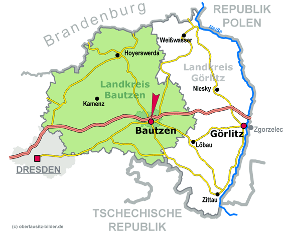 geografische Lage der Stadt Bautzen